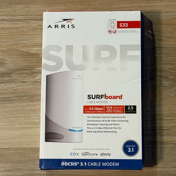 ARRIS | SURFboard S33 32 x 8 DOCSIS 3.1 Multi-Gig Cable Modem w/ 2.5 Gbps - Picture 1 of 5